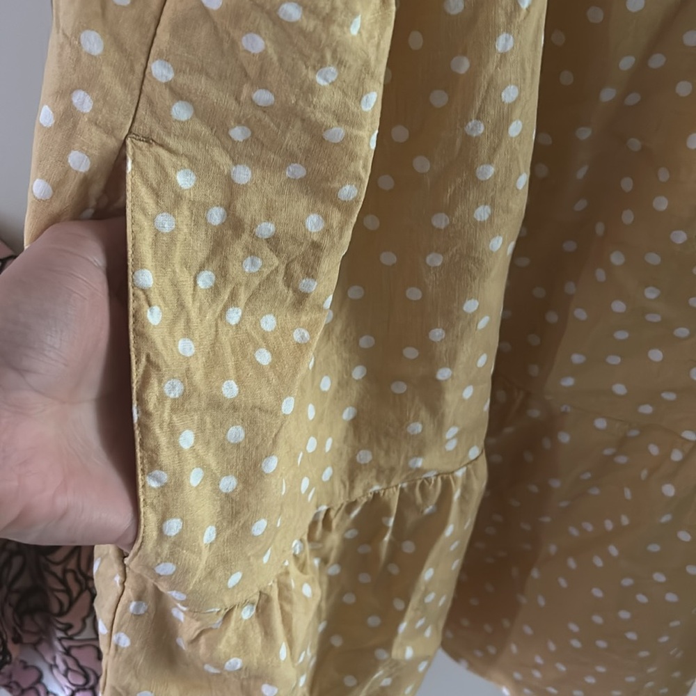 ABERCROMBIE & FITCH Yellow Polka Dot Linen Blend Dress Womens XL - Picture 6 of 8
